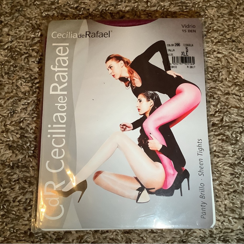 CdR Cecilia de Rafael vidrio glossy sheer to waist tights, purple, size: XL